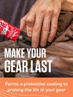Shoegoo premium footwear maintenance formula displaying flexible clear bond application properties.
