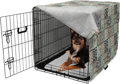 Close up of digital printed antique mosaic pattern on pet crate cover