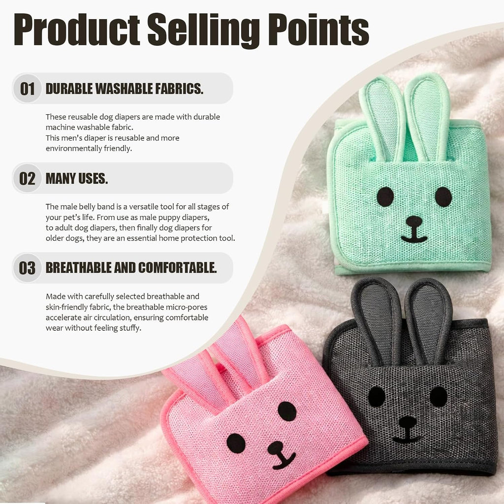 Colenumone bunny dog belly band green medium rear side perspective view