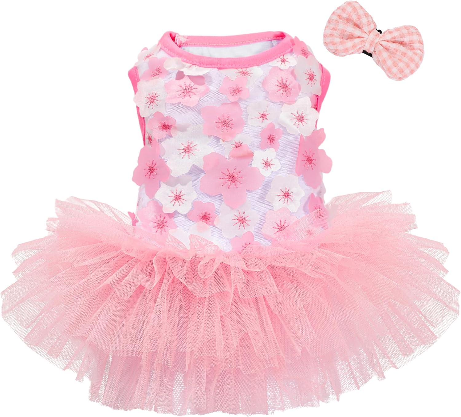 Dog Dress, Fashion Puppy Tutu Princess Dresses for Small Dogs Girl, Sweet Skirt with Dog Bowknot Clips, Spring Dog Cat Clothes Pet Apparel (Denim Princess Dress, XX-Small) - Image 9