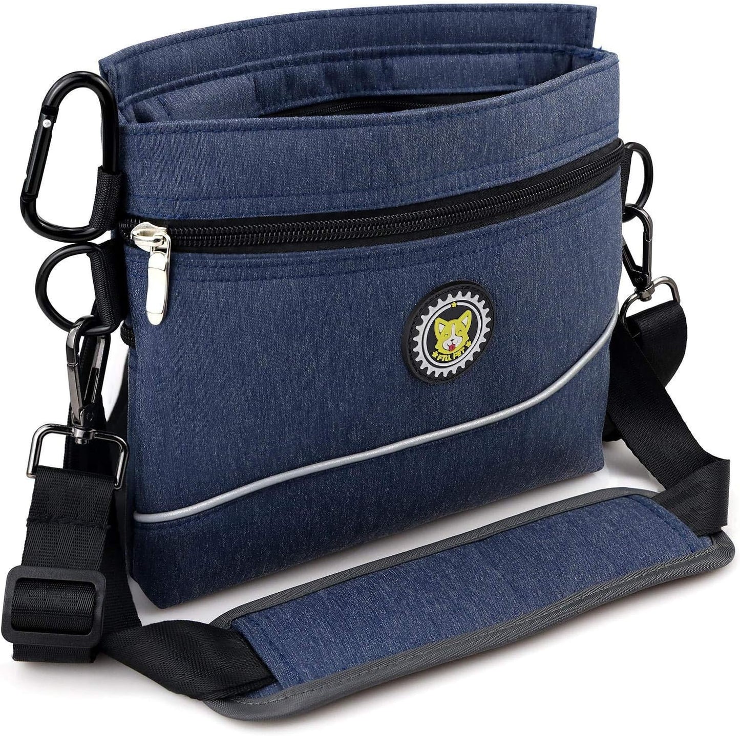 Viklluyr Dog Treat Pouch with Magnetic Closure, 2 Zip Pockets, Removable Inner Pocket, Padded Shoulder Strap, Perfect Food Bag for Agility Training - Including Carabiner - Image 11