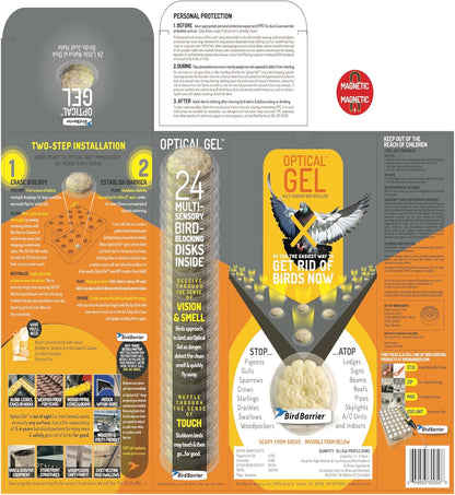 Bird Barrier Optical Gel 24 Pack | Natural Multisensory Bird Deterrent | Easy Installation | Discreet Appearance | Long-Lasting Solution | Repels Birds on Roofs, Beams Signs, Soffits, Ledges, and More - Image 9