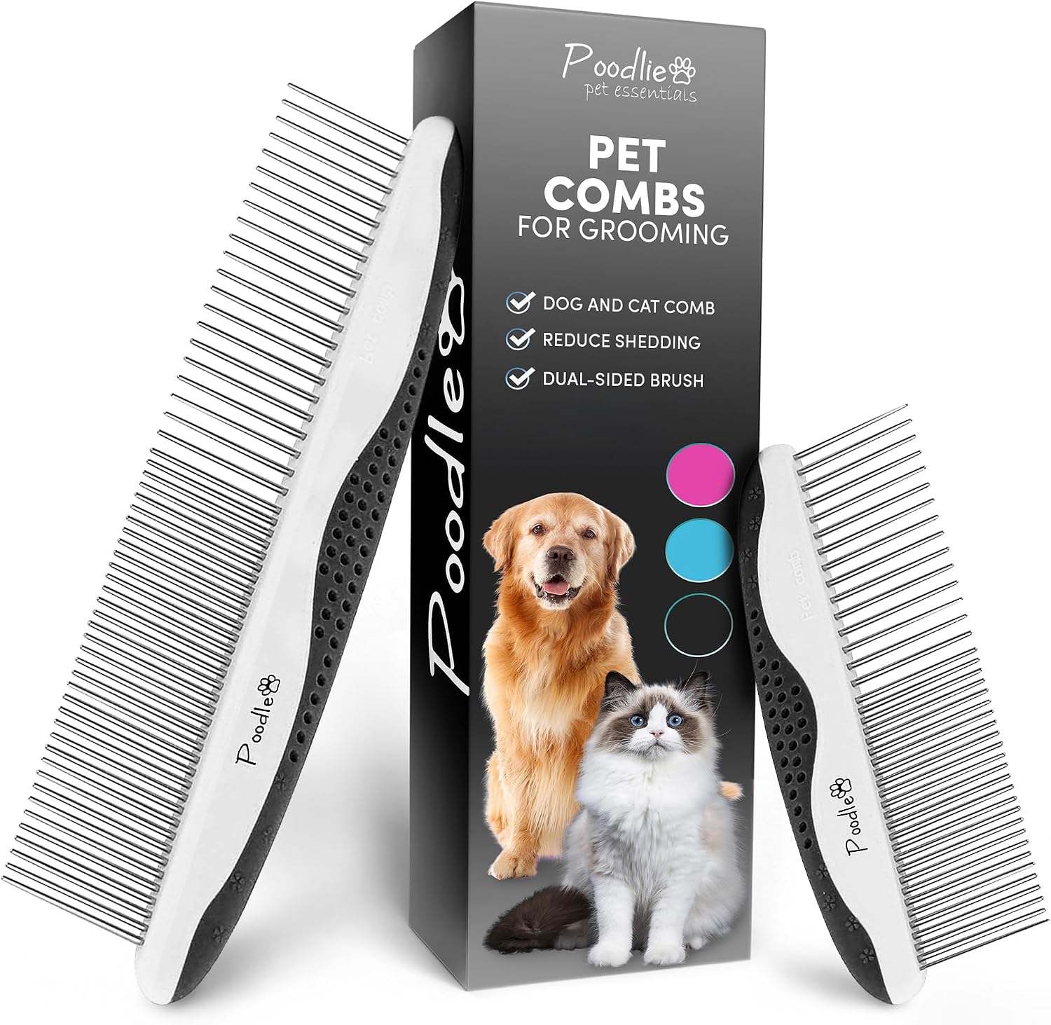 Poodle Pet Dog Combs for Grooming | 2 Pack | Stainless Steel Teeth Easily Remove Dirt | Proper Care Prevents Knots and Mats for Long and Short Haired Pets | Anti-Slip Comfort Grip Handle (Purple) - Image 10
