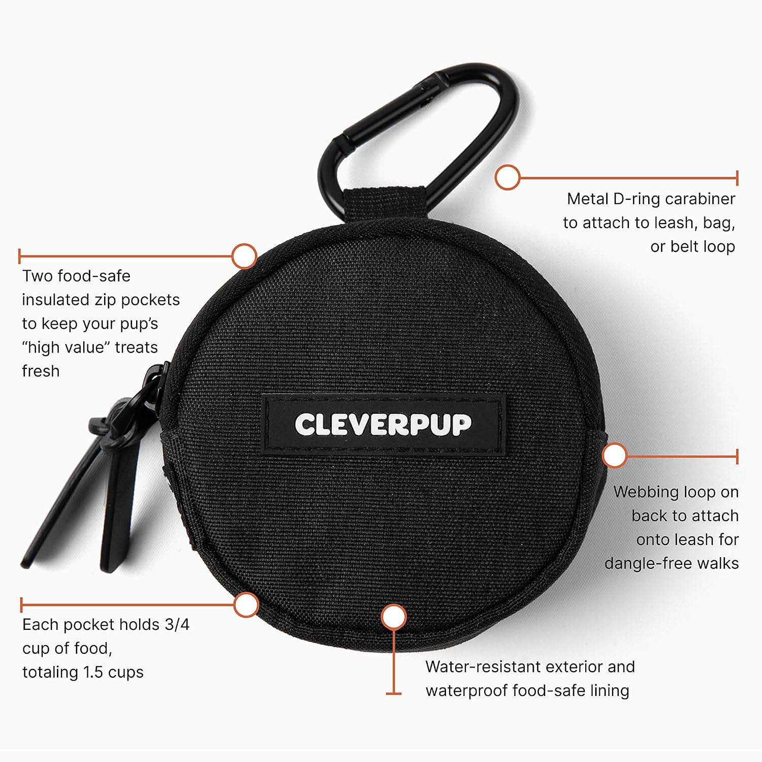Cleverpup double insulated pouch holding premium high value puppy snacks