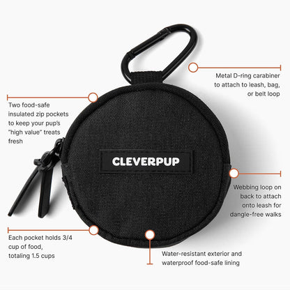 Cleverpup double insulated pouch holding premium high value puppy snacks
