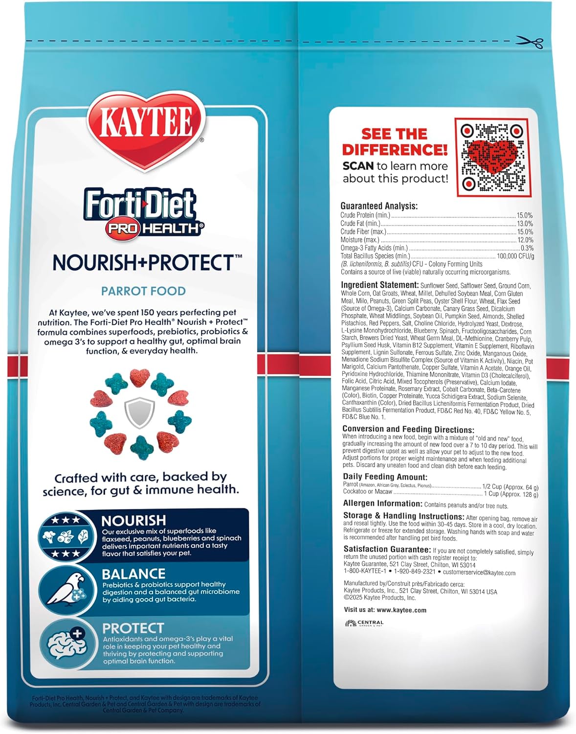 Kaytee Forti-Diet Pro Health Nourish+Protect Parrot Food, Comprehensive Nutrition Backed by Science, Digestive Health, Immune Support, 5 pounds - Image 12