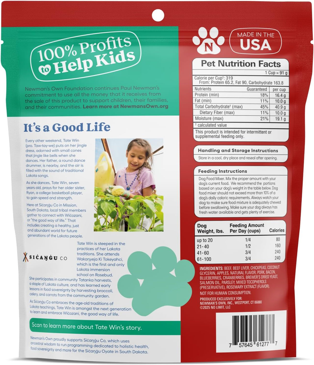 Close up view of the shelf stable savory dog meal mixer pouch