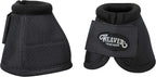 Weaver Equine Ballistic No Turn Bell Boots front view showing durable black nylon material.
