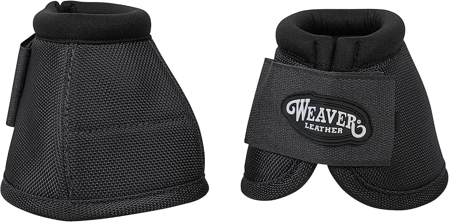 Weaver Equine Ballistic No Turn Bell Boots front view showing durable black nylon material.