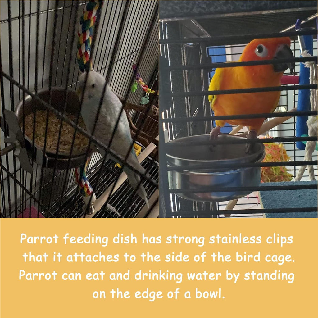Stainless steel coop cups showing durable metal construction