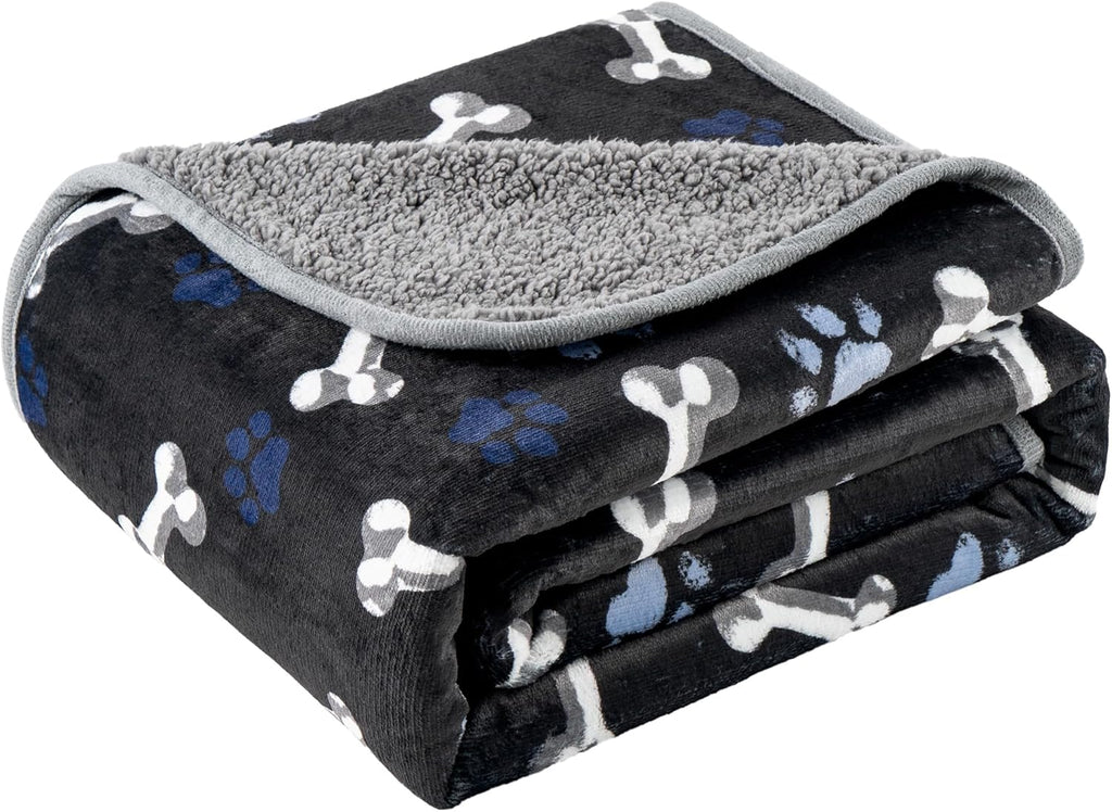 Waterproof Dog Blankets Pet Blanket 50"x60", Soft Fluffy Sofa Car Bed Protector, Reversible Sherpa Fleece Dog Blanket for Large Dogs(Dark Grey-Paws) - Image 11