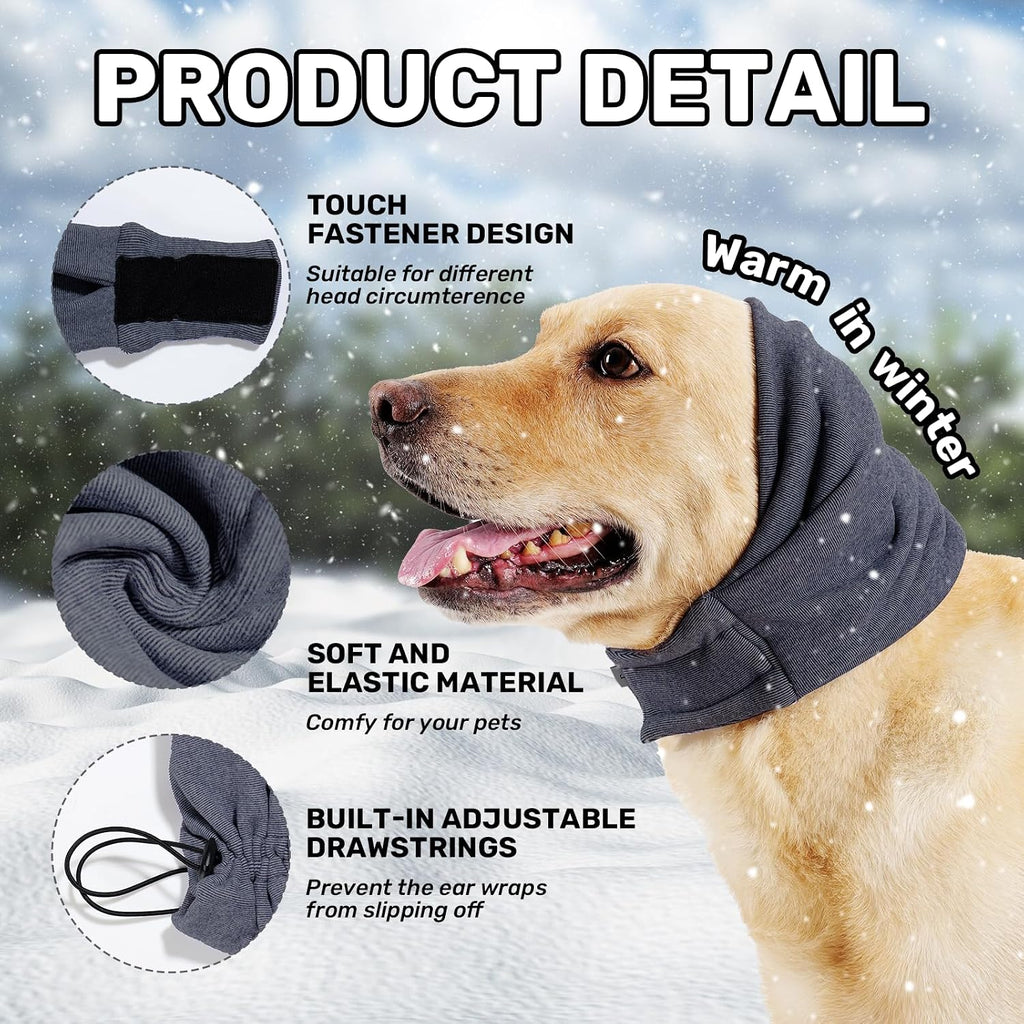 Pet ear protector head cover for noise protection from loud fireworks.