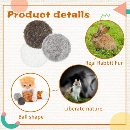 Leifide three inch rabbit fur balls in gray coffee and white colors
