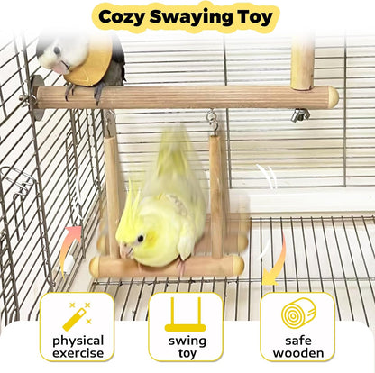 Natural wood bird chewing toy and activity center for cockatiels