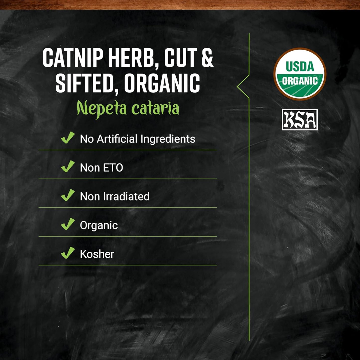 Frontier Co-op Organic Catnip close up view of the premium cut and sifted dried herbs