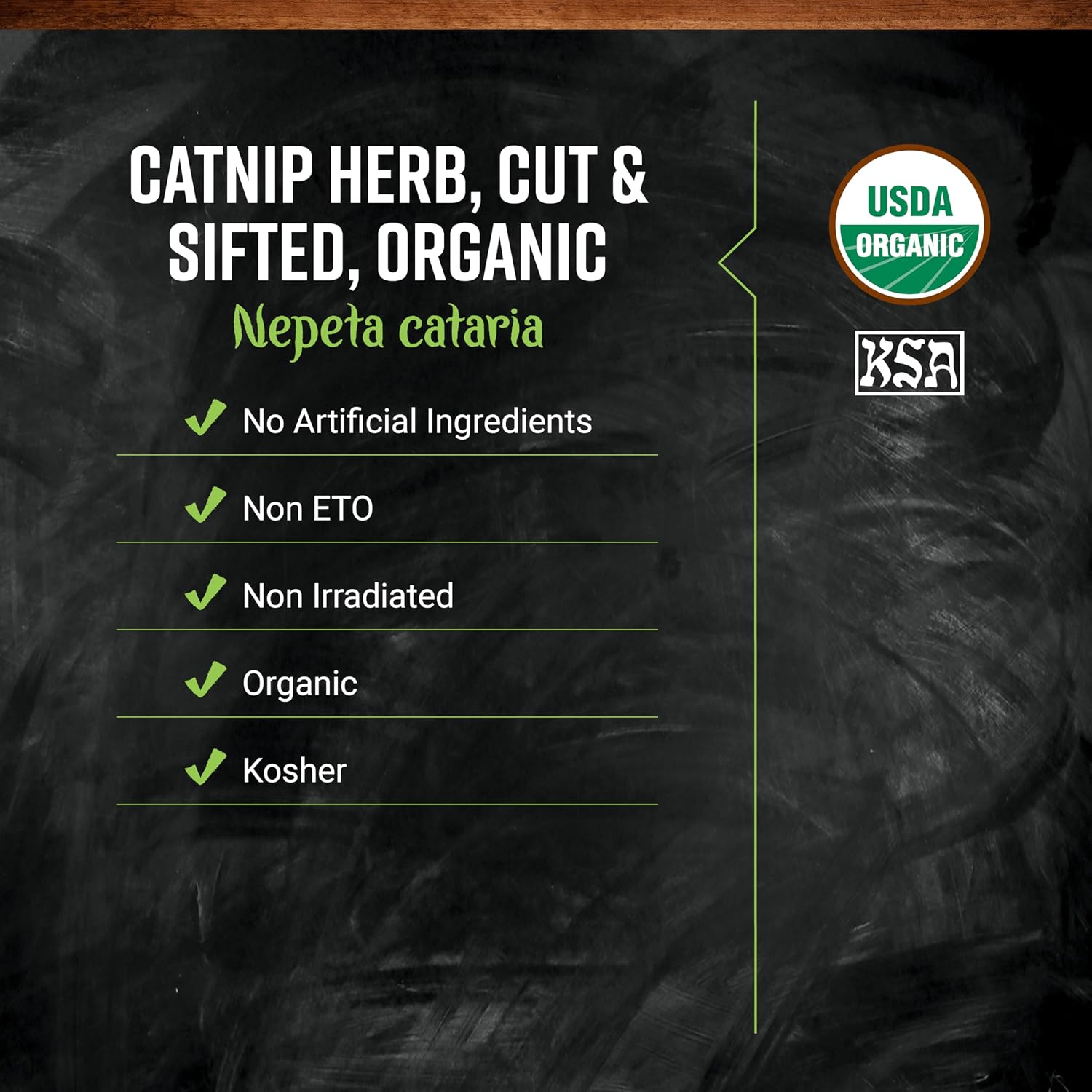 Frontier Co-op Organic Catnip close up view of the premium cut and sifted dried herbs