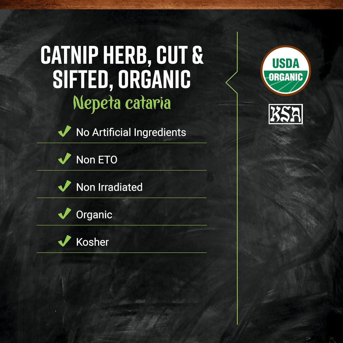 Cut and sifted organic catnip leaves and flowers texture