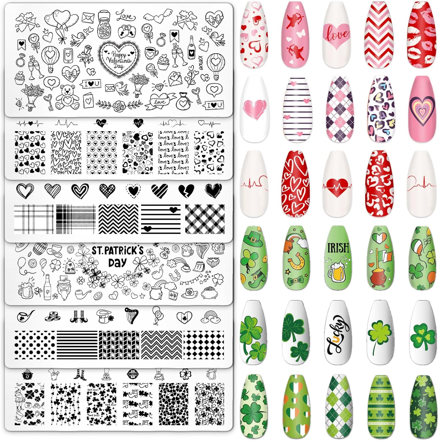 Whaline 6 piece nail art stamping plates kit front view