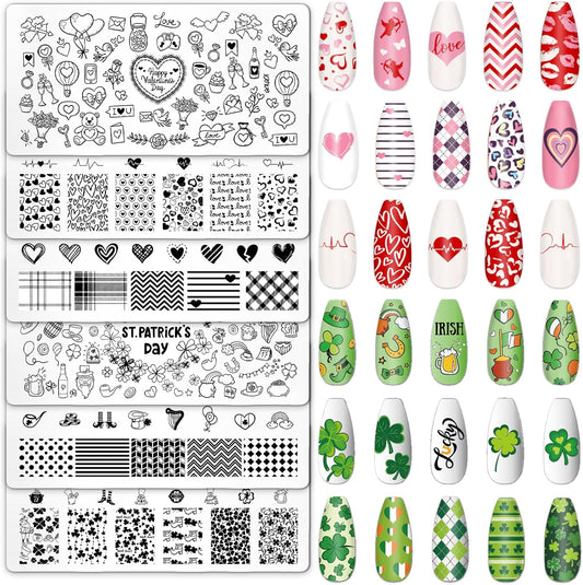 Whaline 6 piece nail art stamping plates kit front view