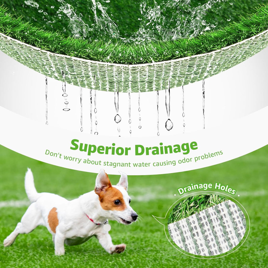 Artificial dog grass pad installed on a balcony