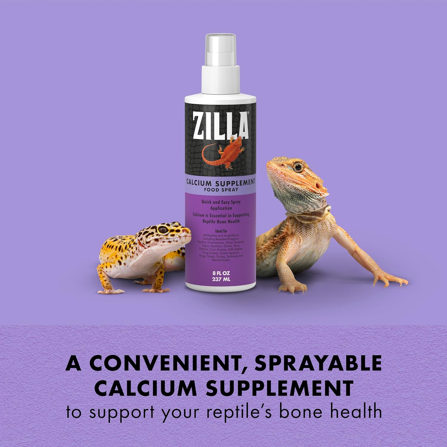 Bottle of Zilla reptile calcium liquid spray