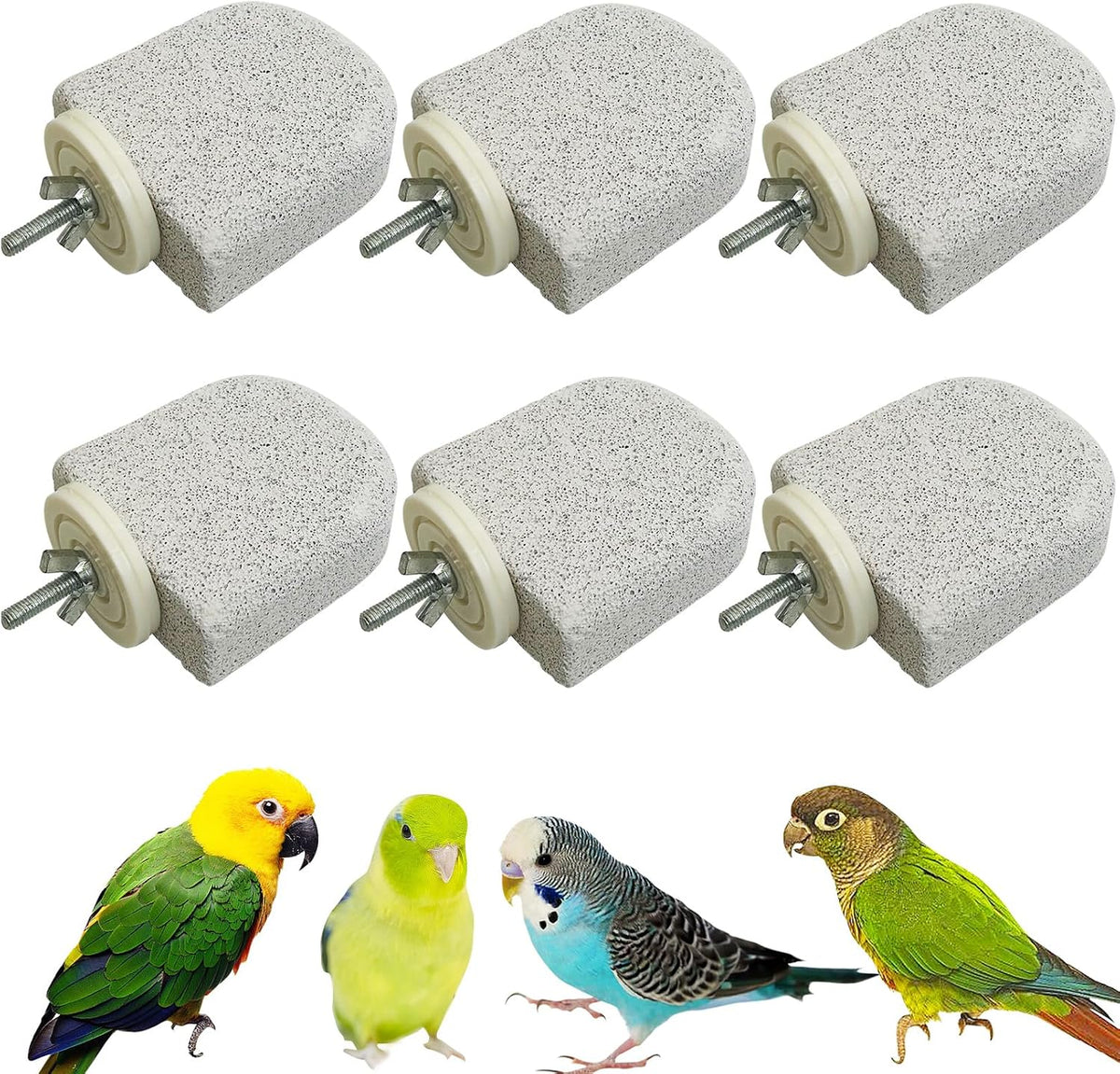 PINVNBY 4 PCS Bird Perch Stands Parrot Calcium Perch Beak Grinding Stone Foot Claws Trimmer Parakeet Platform Parrot Chewing Toys for Small Medium Cockatiel Conure Lovebird Finch - Image 11