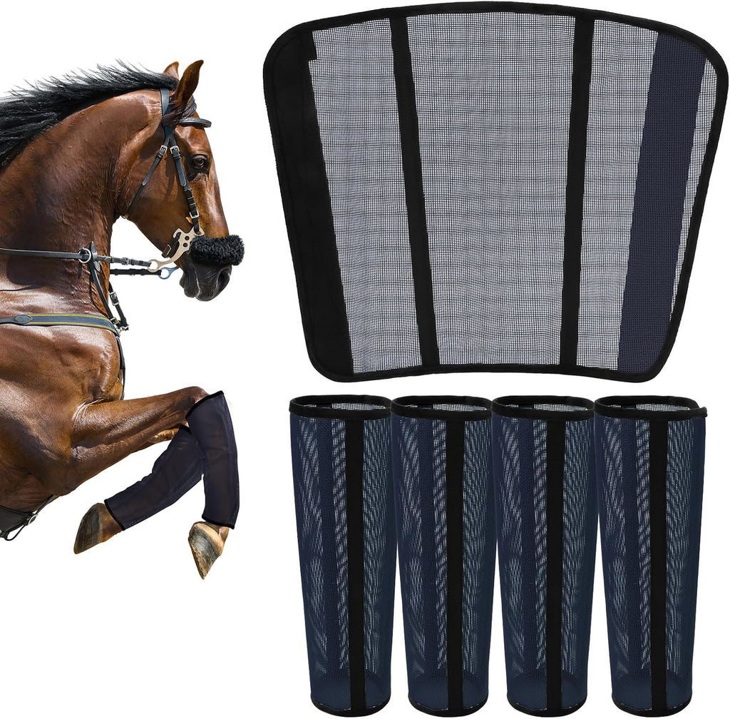TAILNERY fly boots for horses front view on a horse's lower legs