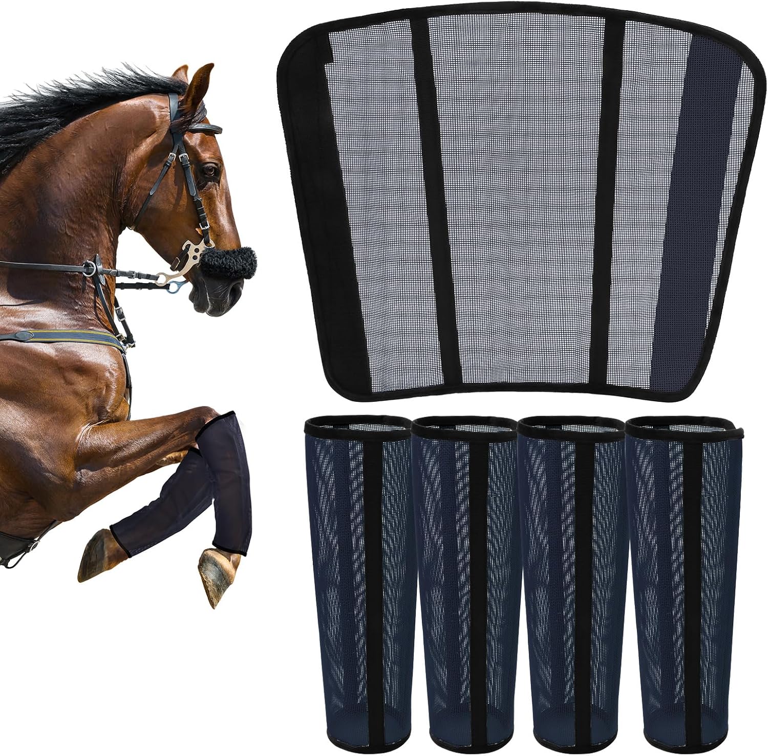 TAILNERY fly boots for horses front view on a horse's lower legs