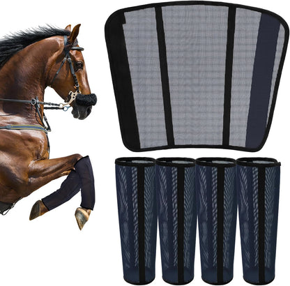 TAILNERY fly boots for horses front view on a horse's lower legs