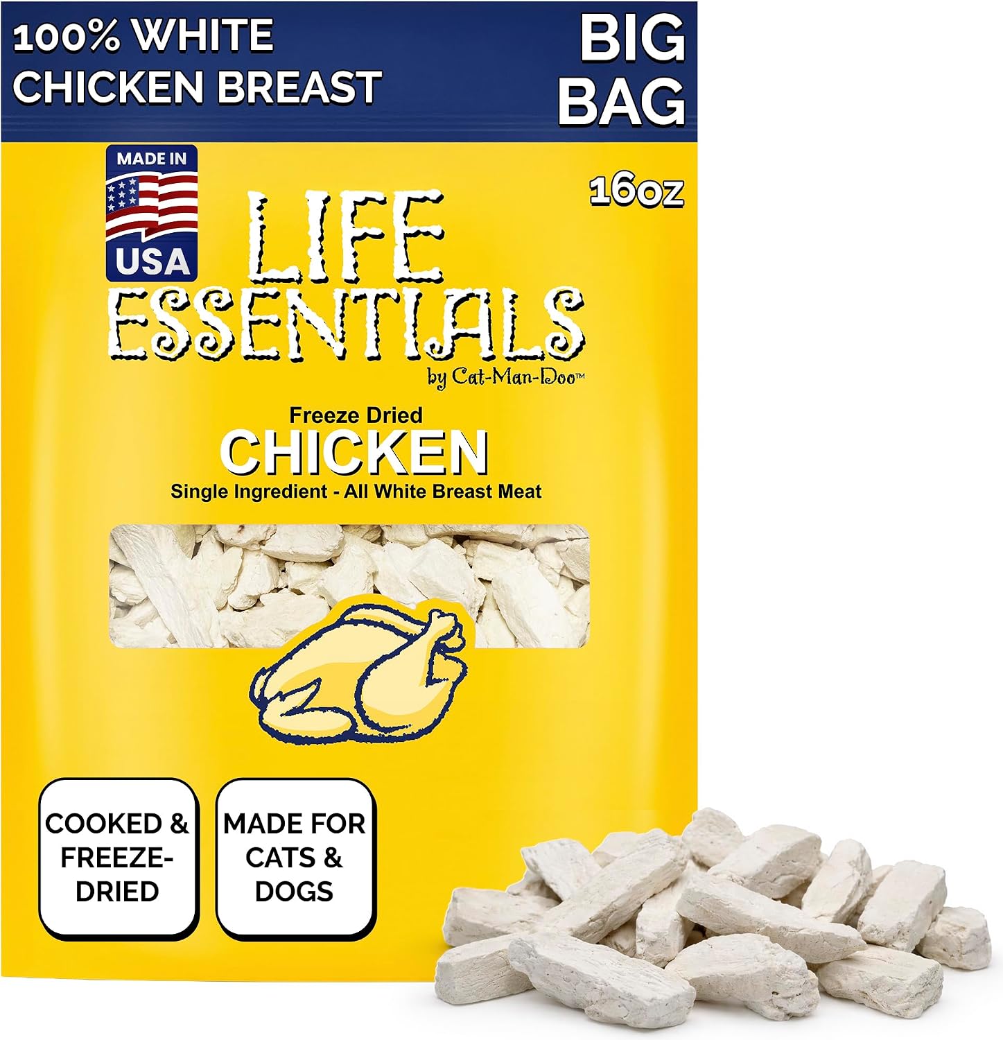 Life Essentials by Cat-Man-Doo | Chicken - 5oz. Bag | Freeze Dried Chicken Cat & Dog Treats | Healthy, Single Ingredient, Training Treats, High Protein - Image 12