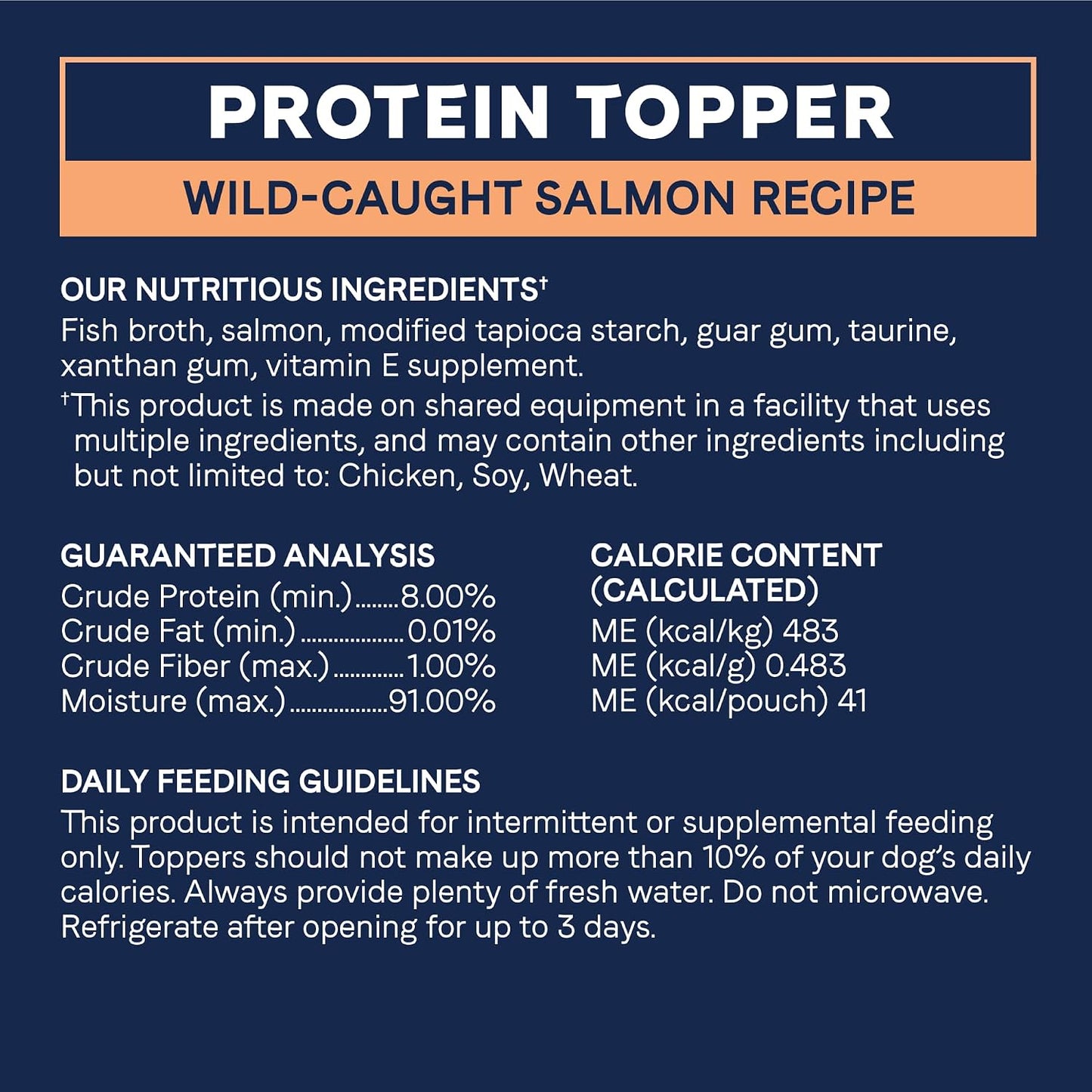 Healthy grain free high protein supplement pouch back label