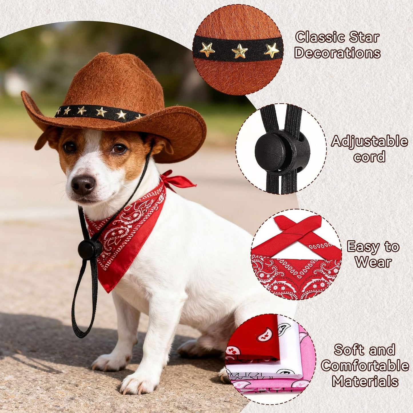 Emutol dog cowboy outfit with red paisley bandana spread out flat on a white surface.