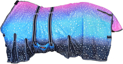 Purple and blue galaxy design horse mesh sheet tail flap coverage