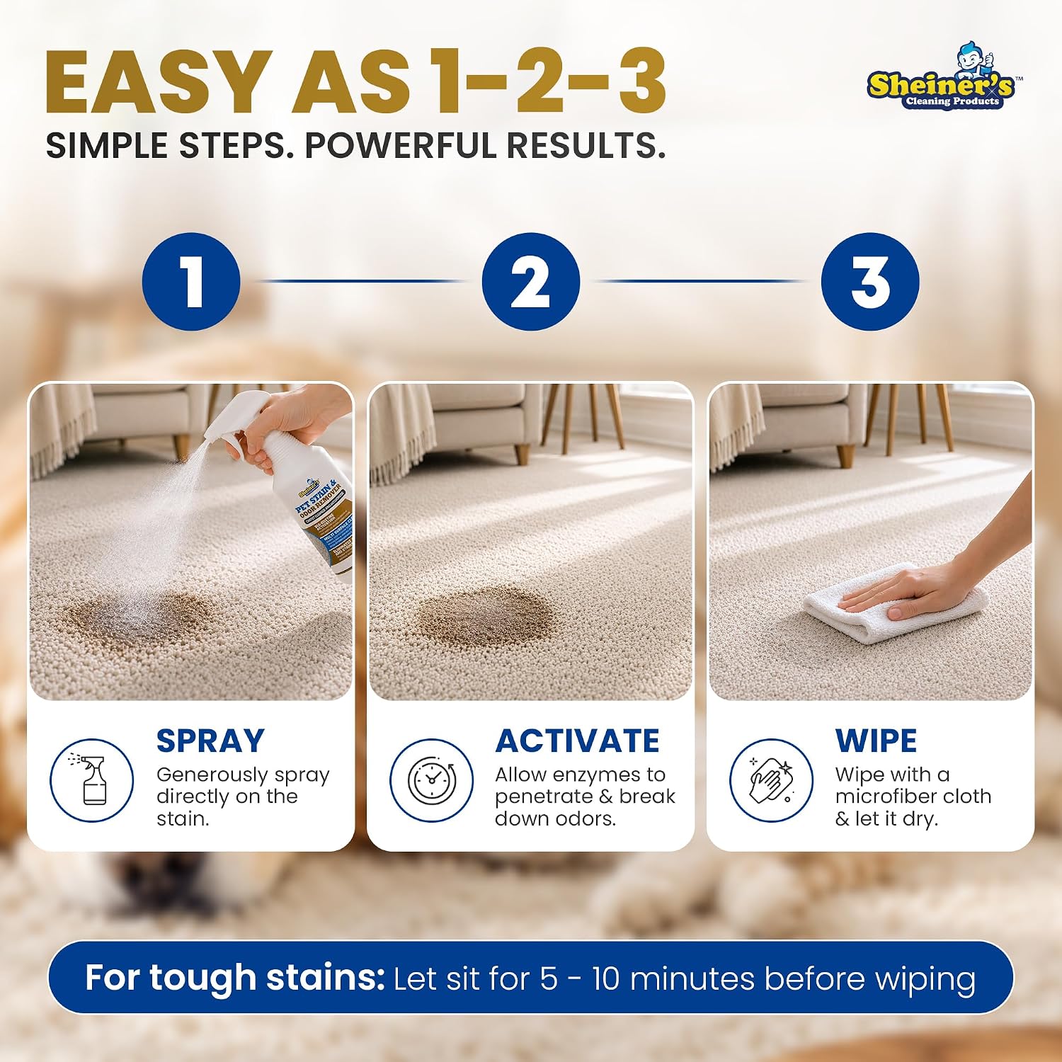 Side profile of 32 fluid ounce Sheiner's pet cleaning solution