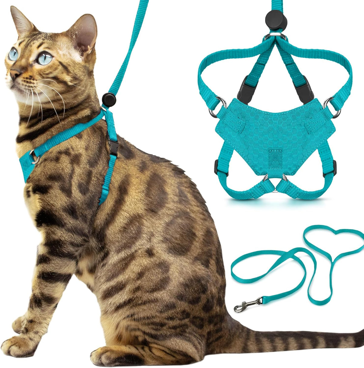 Houdini(TM) Escape Proof Cat Harness and Leash Set by OutdoorBengal - Black, Medium Cat Harness for Walking - Image 12