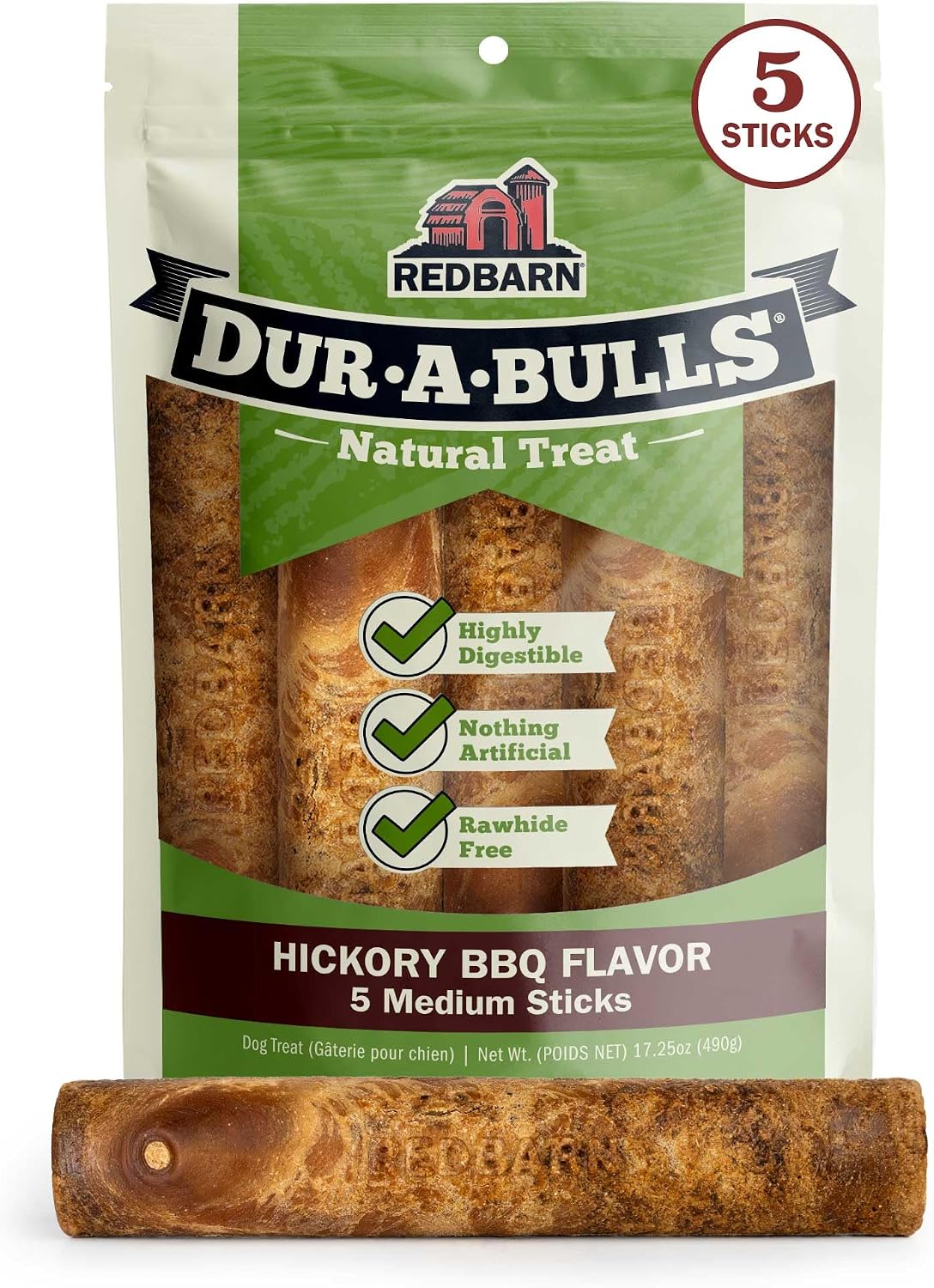Redbarn Natural Dur-A-Bulls Treats for Dogs - 3 Large Braids - Hickory Flavor - Made in USA Long Lasting 100% Edible No Artificial Ingredients or Plastic - Image 9