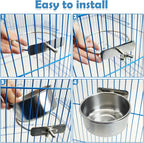kathson 8 Pack Bird Feeding Dish Cups, Stainless Steel Parrot Feeders Water Cage Bowls with Clamp Holder Bird Feeders for Parakeet Cockatiels Conure Budgies Lovebird Finch and Small Animals - Image 7