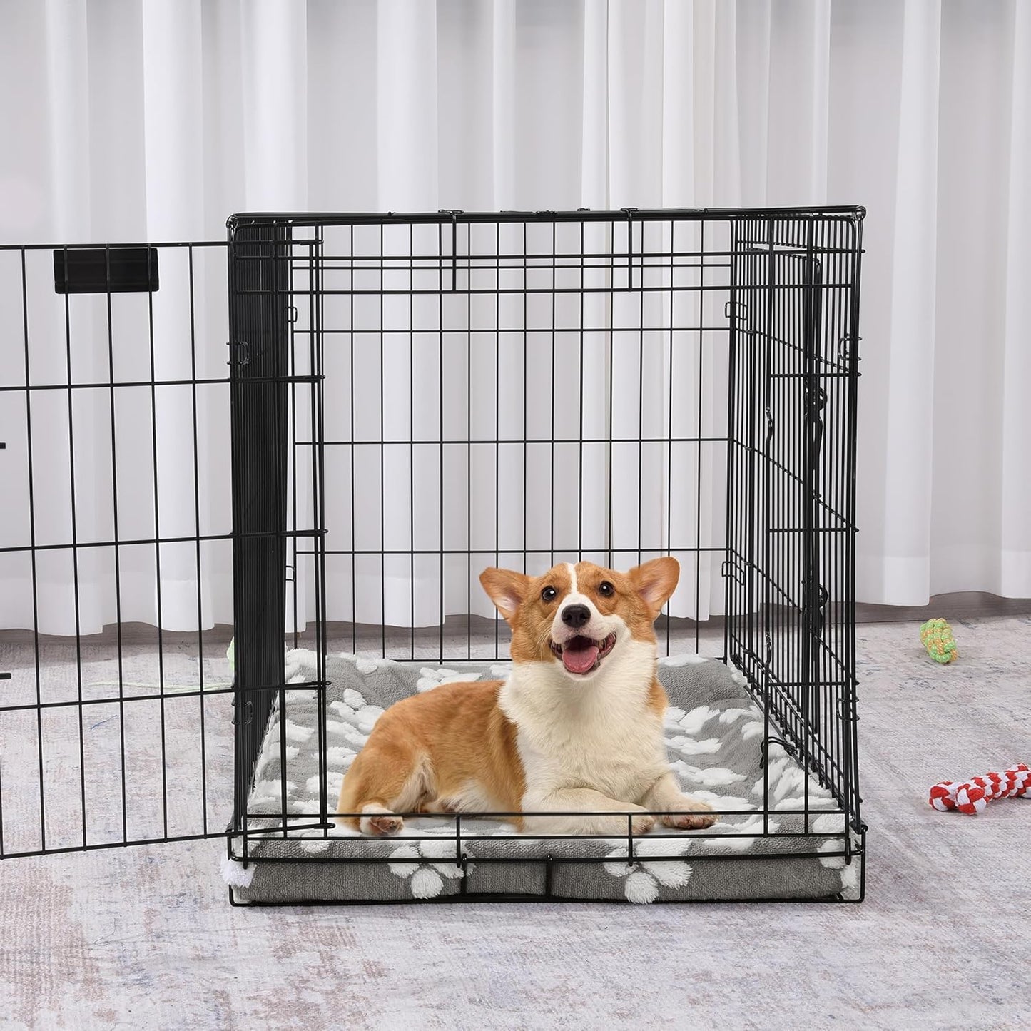 BALAPET machine washable dog crate pad liner being removed for cleaning
