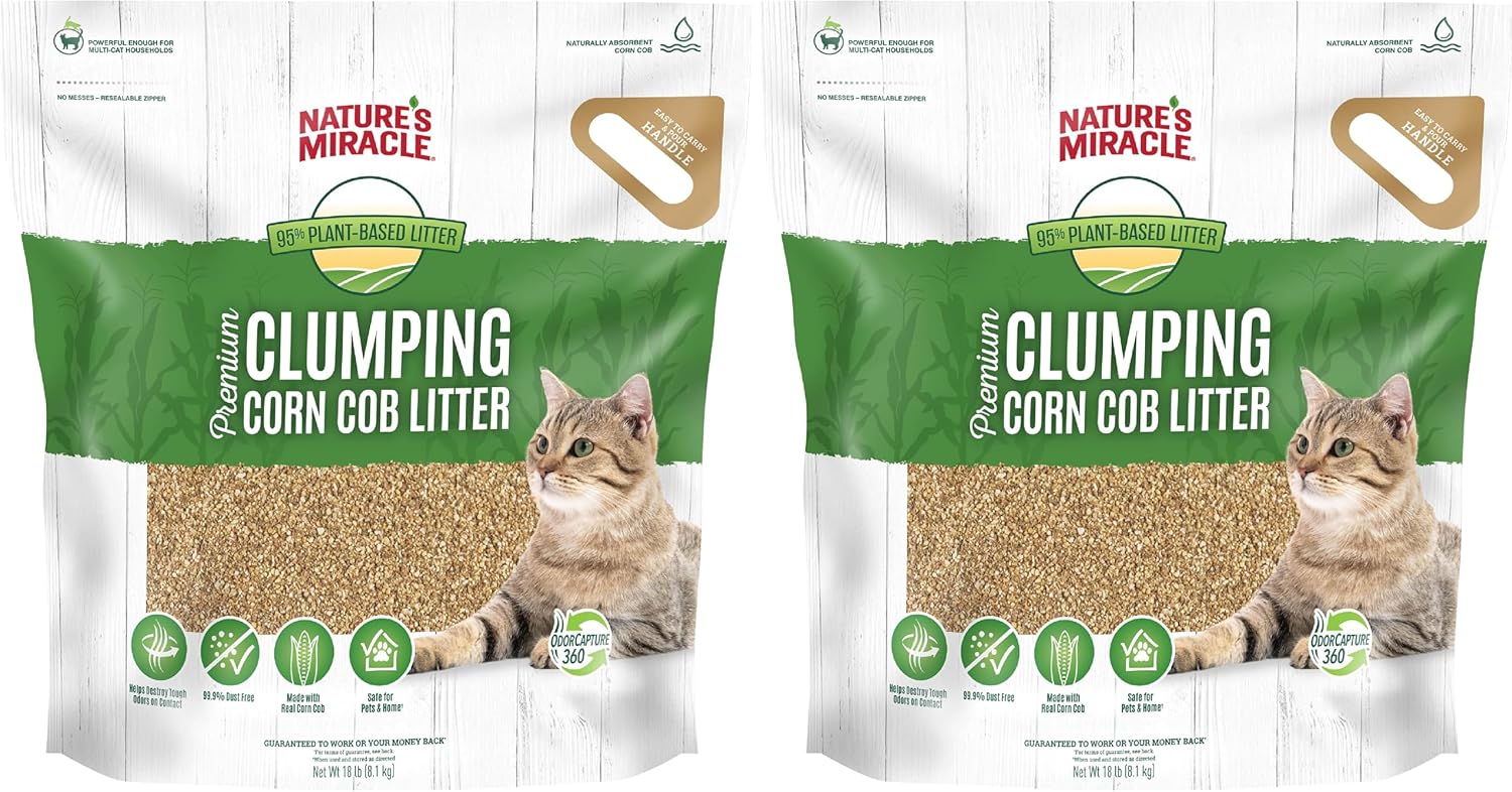 Nature's Miracle Premium Clumping Corn Cob Litter, 10 Pounds, Made With Real Corn Cob For Fast-Clumping Litter For Multi-Cat Households - Image 11