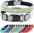 Personalized Dog Collar with Embroidered Name and Phone, Nylon Collar for Dog with Silicone Holder for AirTag, Neoprene Lining, Plastic Quick-Release Buckle (Pink) - Image 11