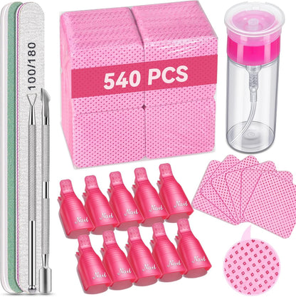 TsMADDTs Gel Nail Polish Remover Tools Kit front view showcasing the complete pink salon set.