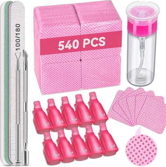TsMADDTs Gel Nail Polish Remover Tools Kit front view showcasing the complete pink salon set.