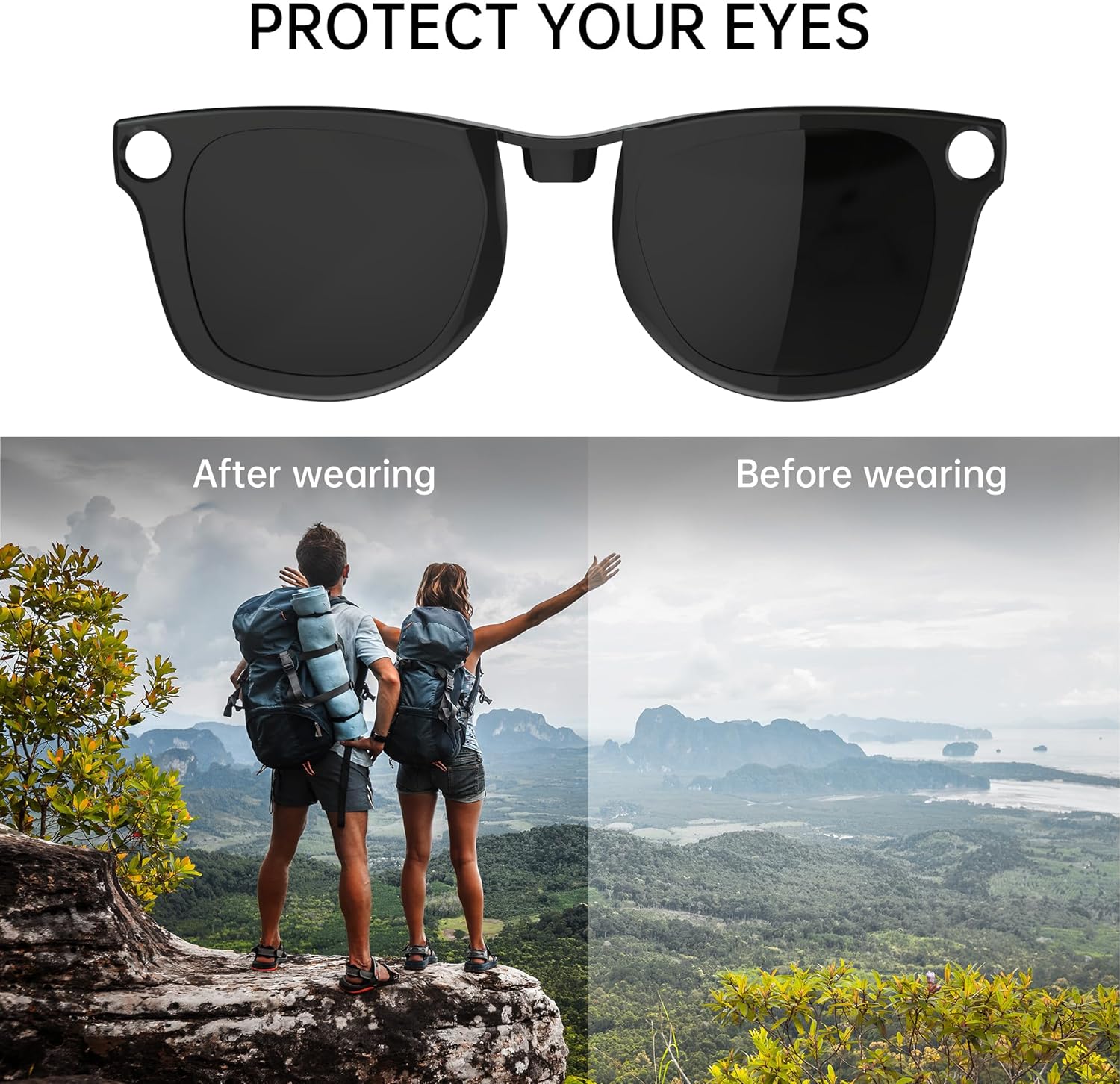 Brown daytime polarized clip on sunglass lens option showing the premium glare reduction coating