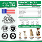 Advanced strength hemp chews container for canine thunderstorm and firework stress management
