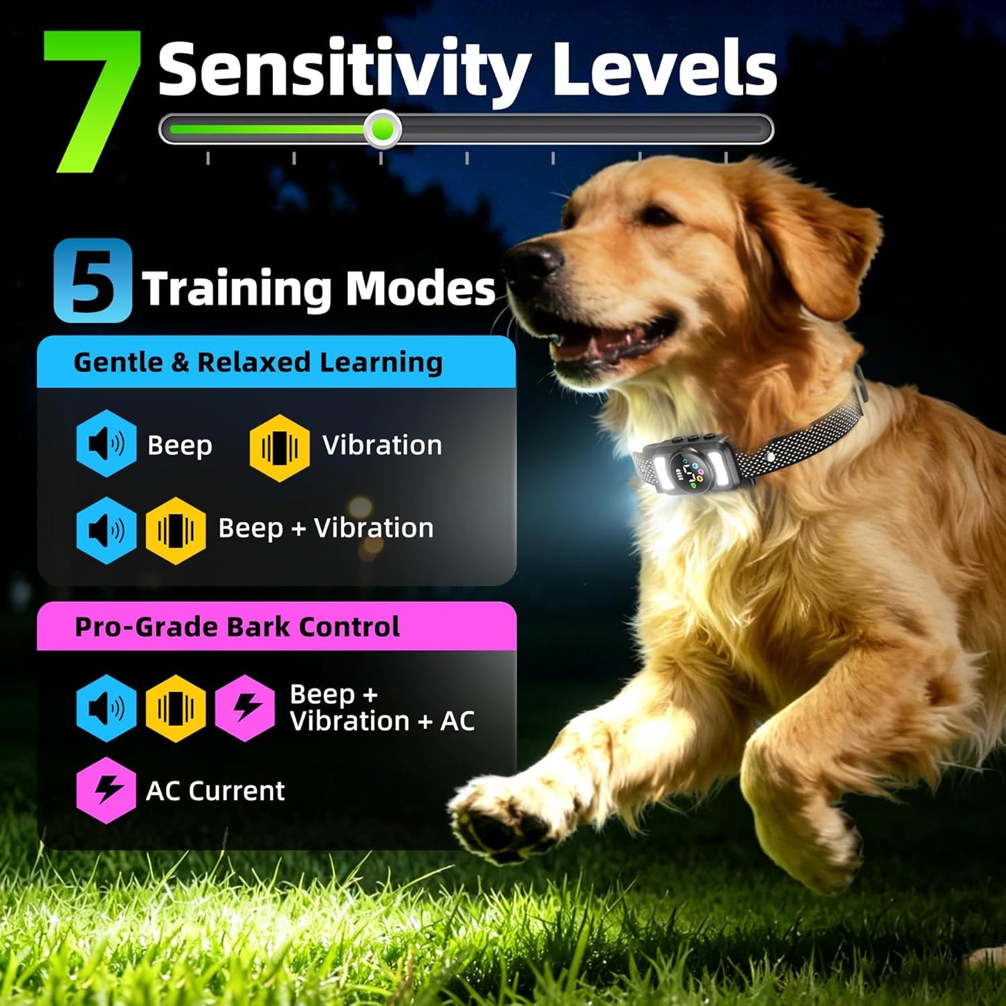 Jicawz rechargeable dog training collar with LED lights