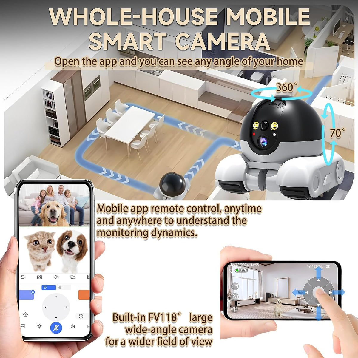 Side view of Oromvo movable robot pet camera