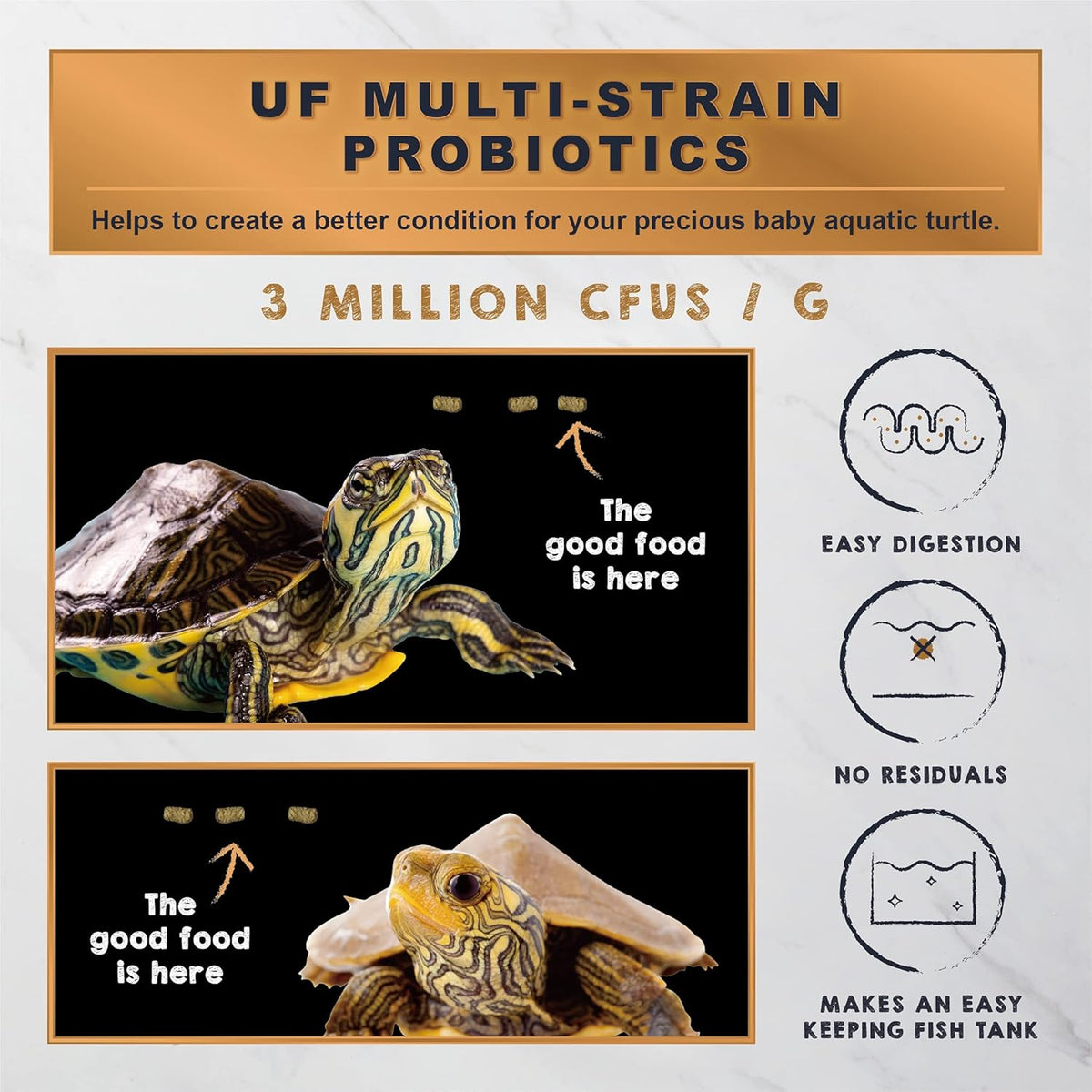 Ultra Fresh all natural floating turtle sticks showing nutrition details