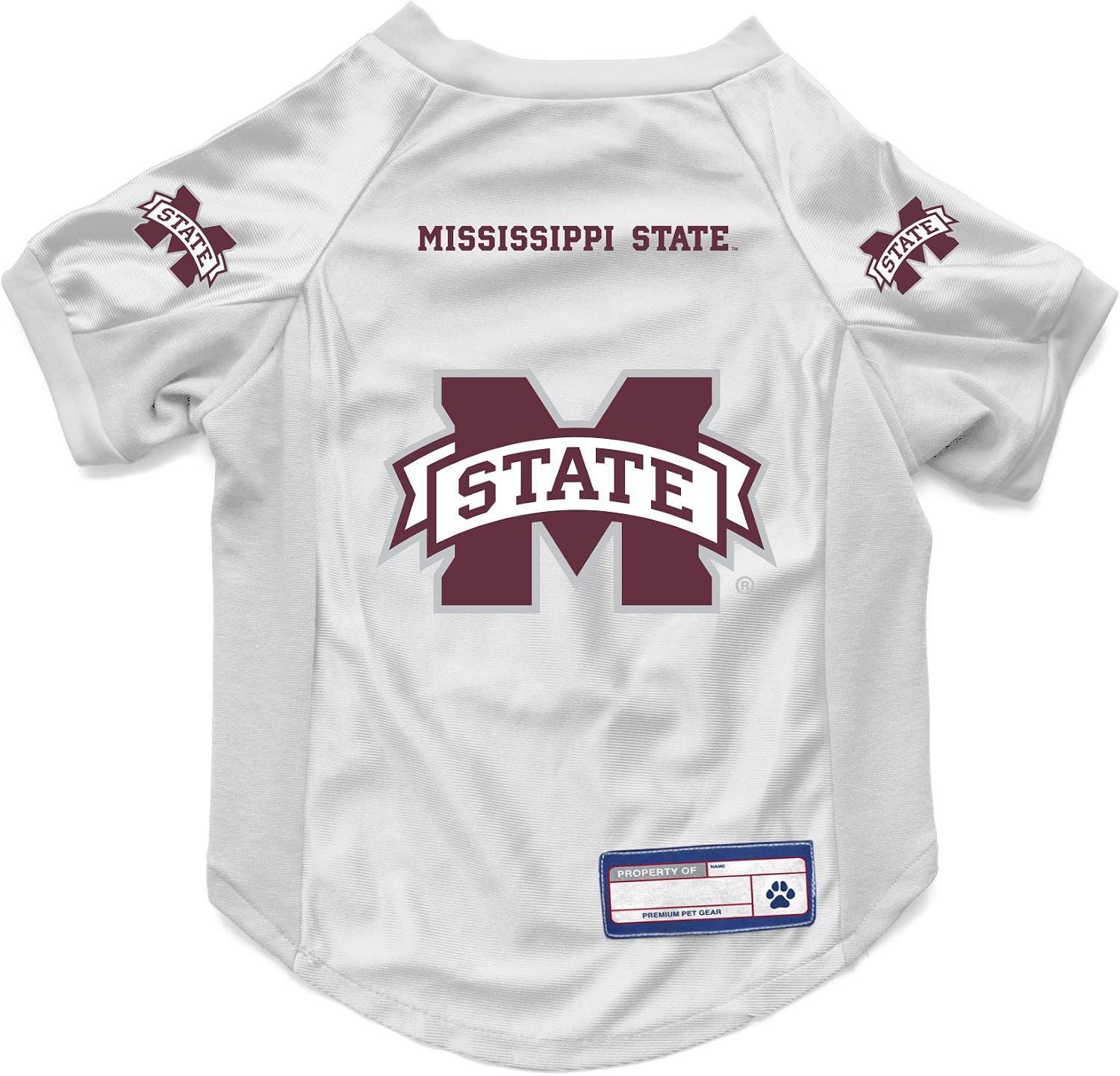 Littlearth NCAA Mississippi State Bulldogs pet jersey front view premium imported pet apparel