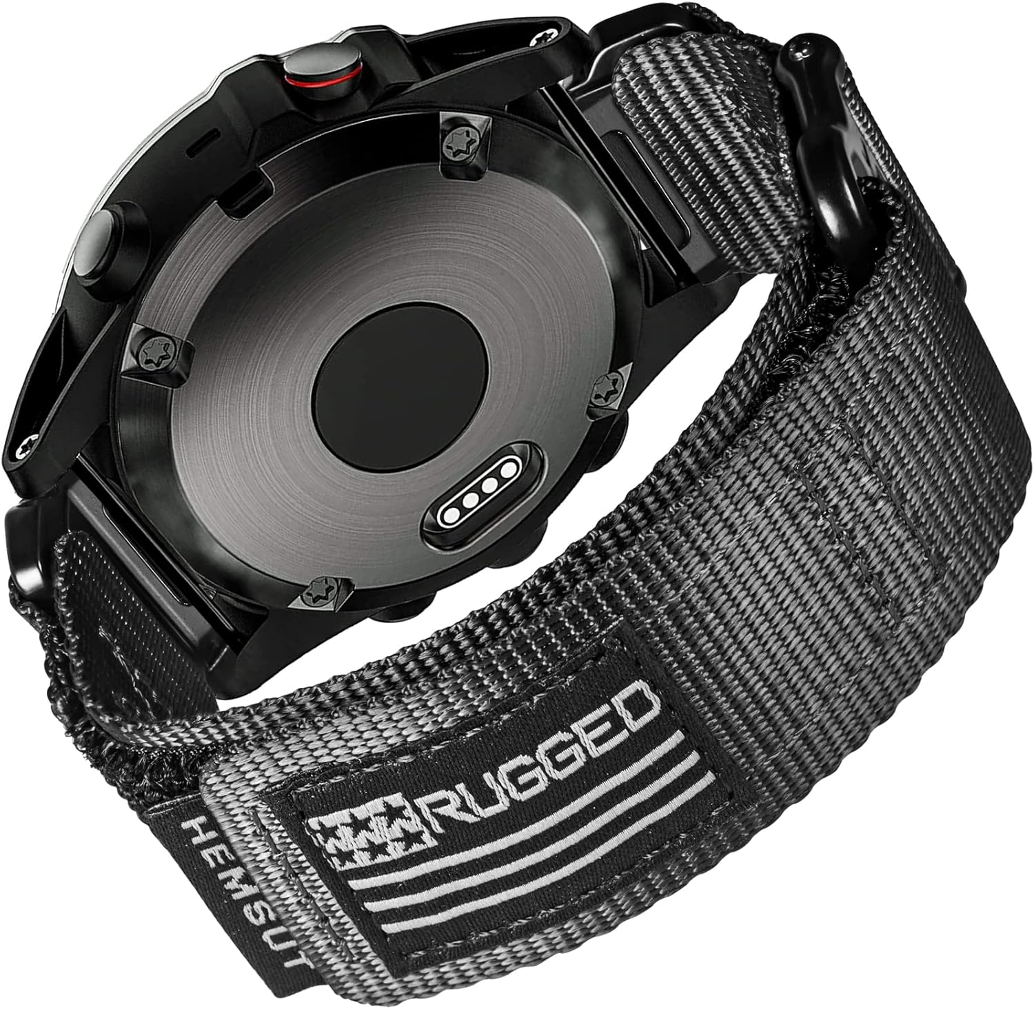 Hemsut H Garmin watch band rugged nylon sports strap front view