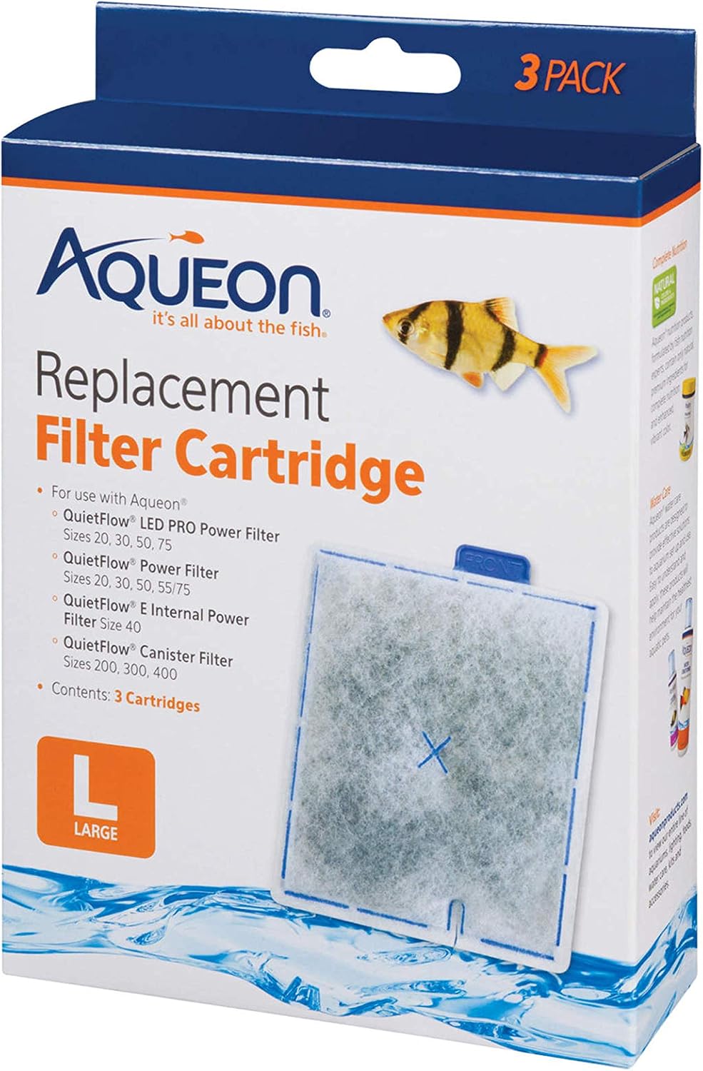 Aqueon QuietFlow replacement filter cartridges front view packaging